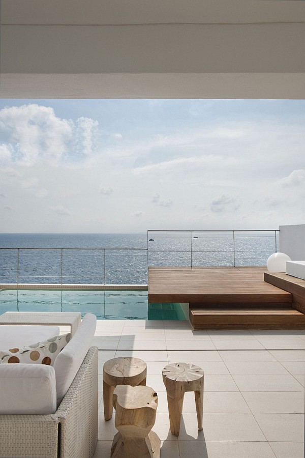 Ibiza beach villa with fancy outdoor patio and pool