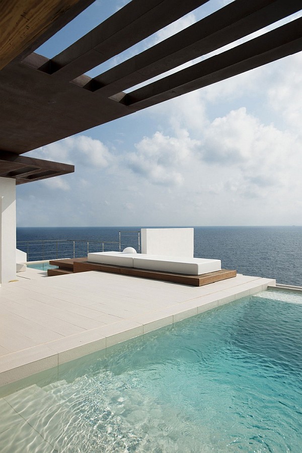 Ibiza villa with pool and day bed on the terrace