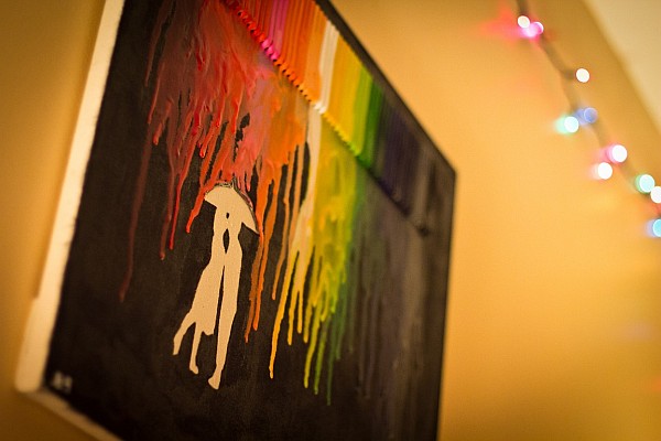 Melted crayon art canvas