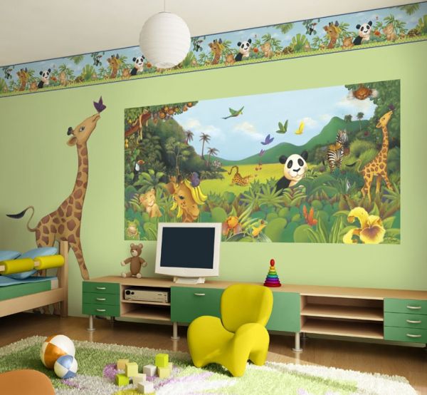 Playful bedroom interiors with jungle theme