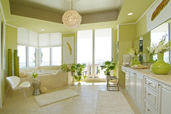 a lime green modern bathroom