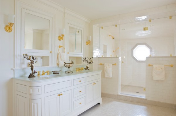 a luxurious bathroom with white tile