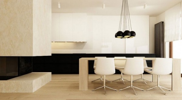 black and contrasting cream modern dining room