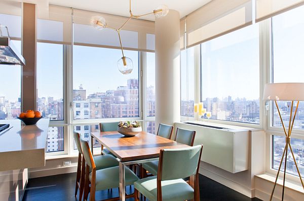 bright dining room design in Manhattan