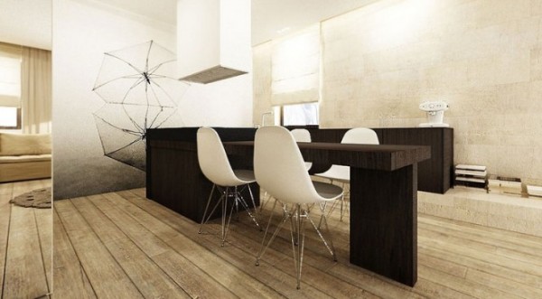 contemporary-black-dining-table-with-white-Eames-chairs