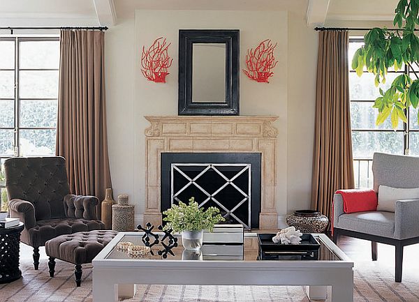 contemporary living decor with coral decoration