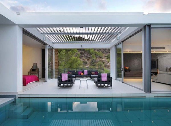 covered poolside seating