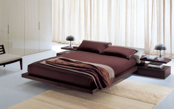 dark wooden modern italian bed