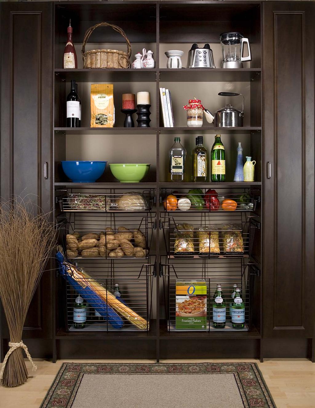 elegant pantry with baskets