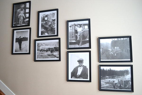 family wall gallery with black frames