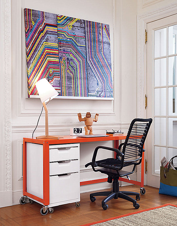 orange metal office desk