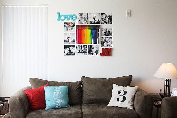 pictures on the wall and melted crayon art