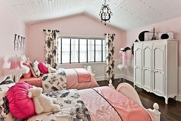 pink inspired double bed bedroom for teenage girls