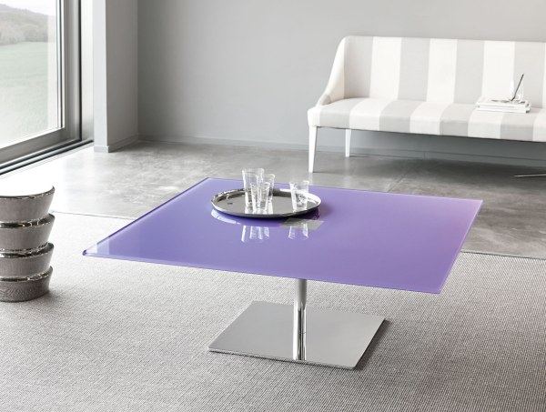 square glass and chrome coffee table
