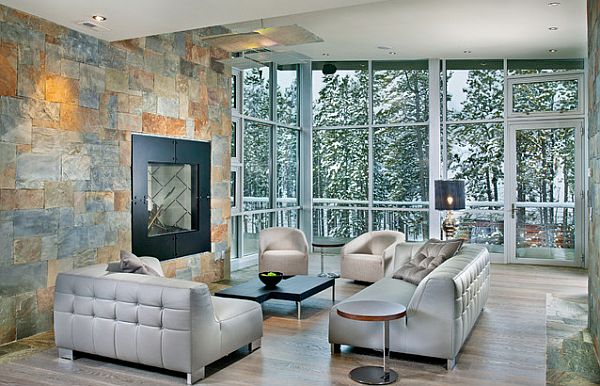 Ultra modern living room with stylish couch