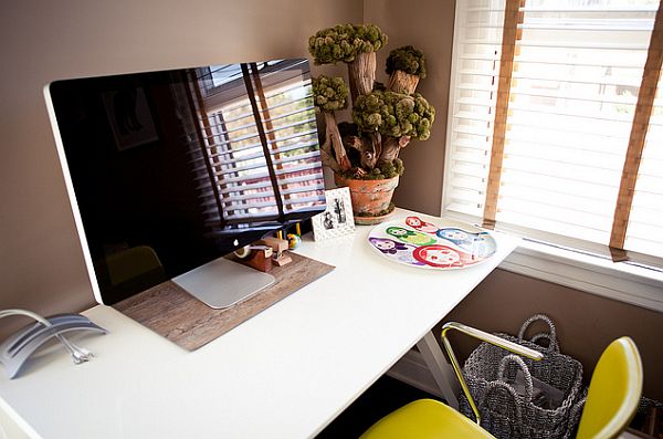 white ergonomic home office desk design