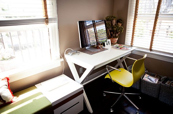 white home office desk design