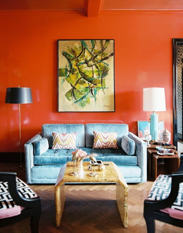 A-bright-orange-living-room