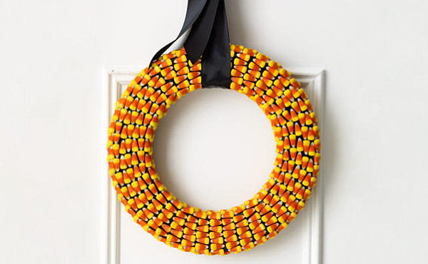 A candy corn wreath