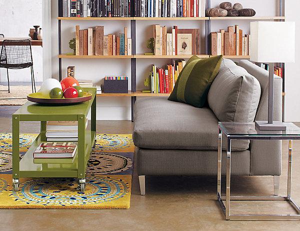 A clear side table in a small living space