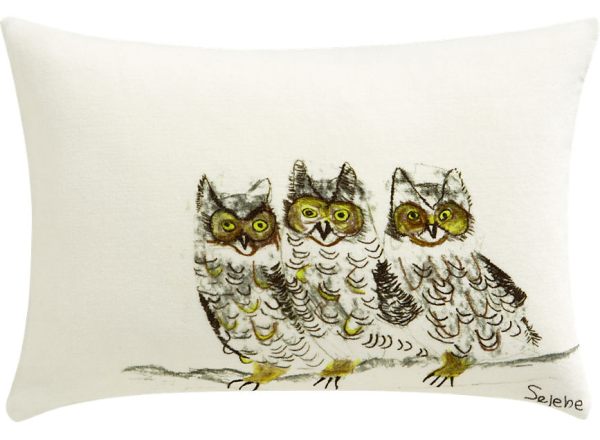 A contemporary owl pillow