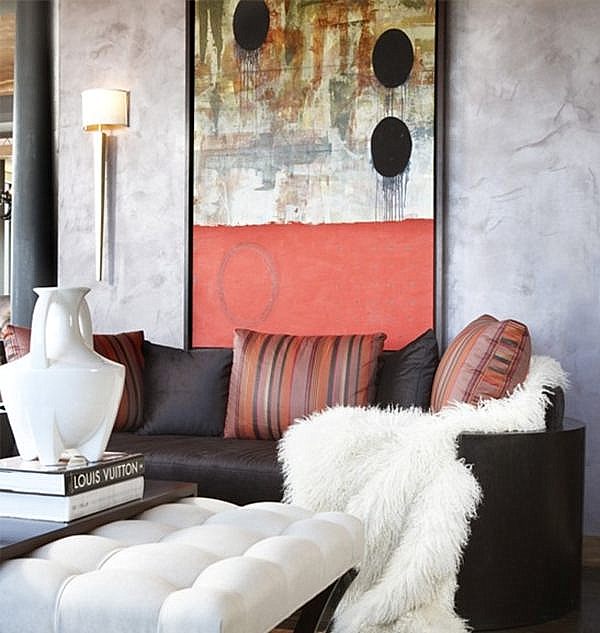 A leather painting technique in an elegant living room