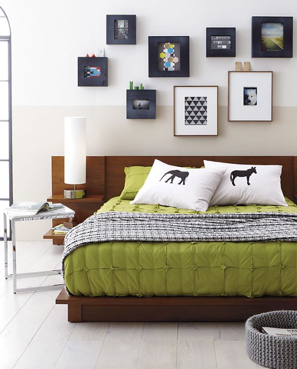 A-modern-bedroom-with-olive-green-bedding