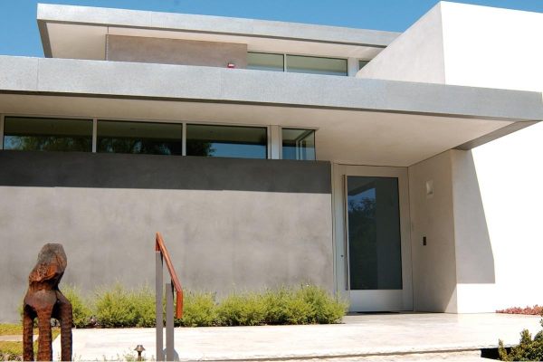 A modern stainless steel and glass door