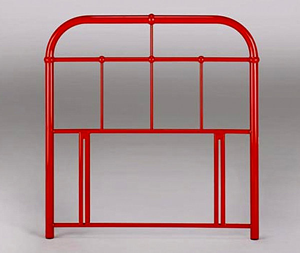 A-red-metal-twin-headboard