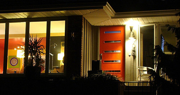 A retro modern wooden door