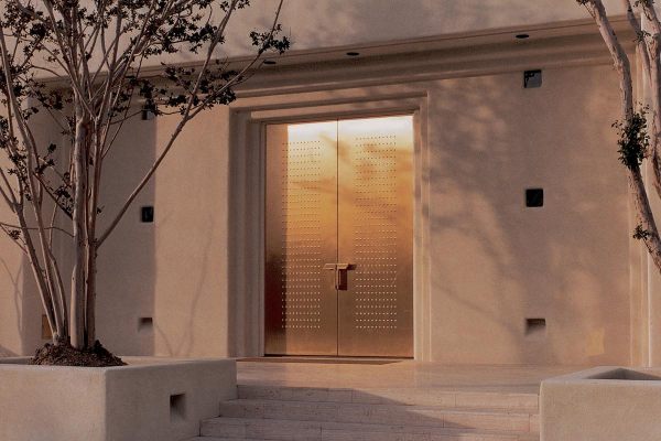 A stainless steel double door