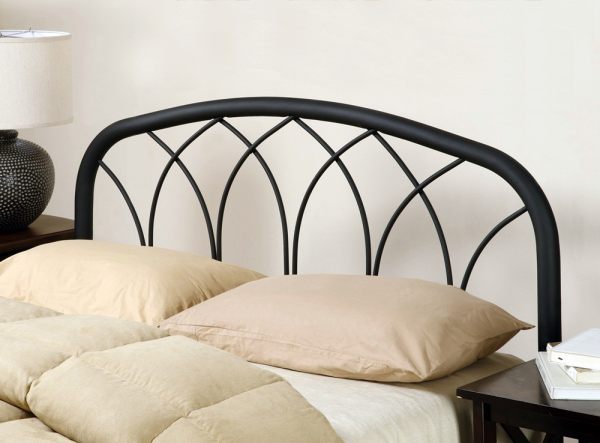 An iron metal headboard