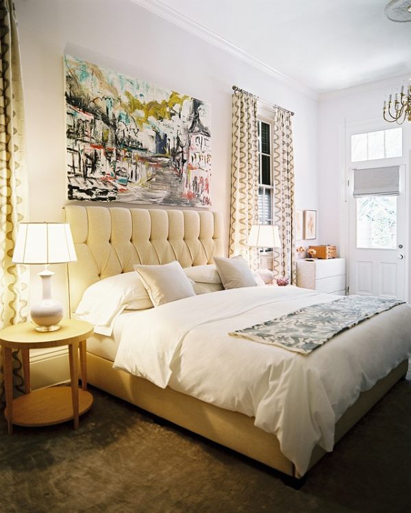 Bedside lamps in a modern eclectic bedroom