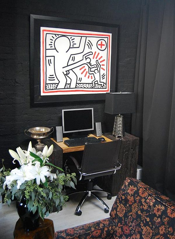 Black Apartment Redecoration - home office