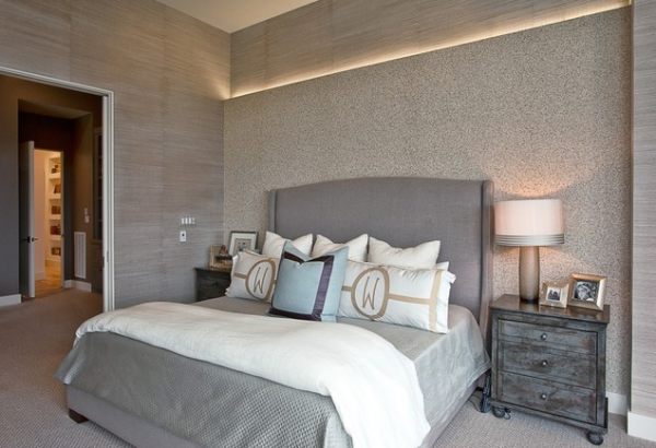 Cove lighting in a bedroom of textured walls