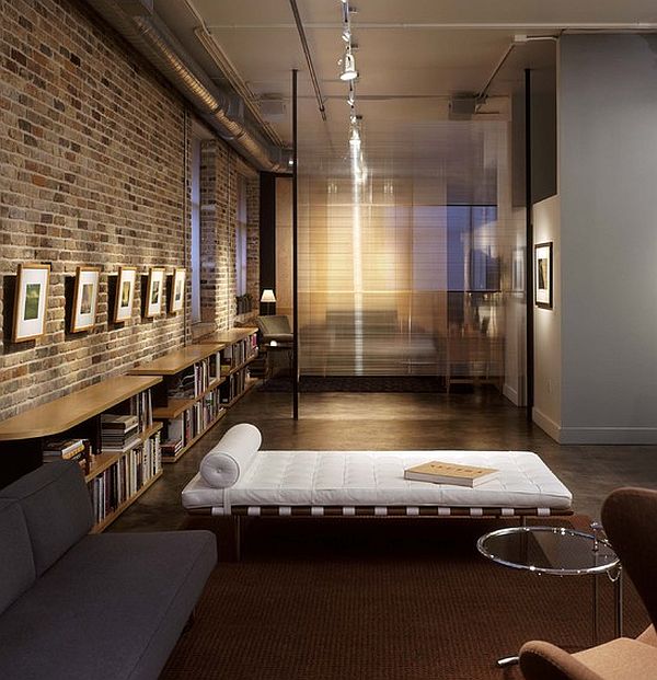 Exposed brick modern living room