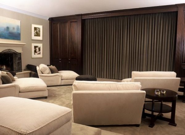 Home Theater in Beautiful Brown Theater Setting