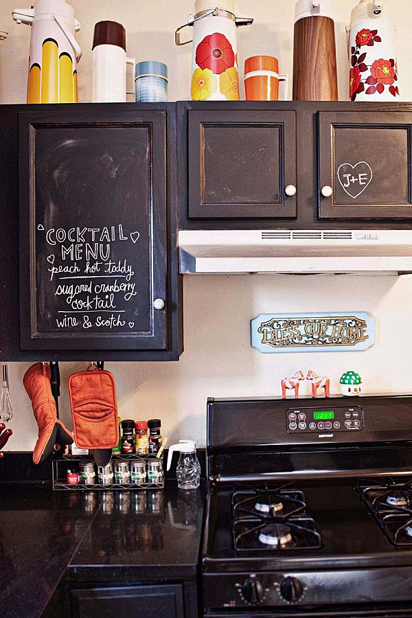 Kitchen cabinets with chalkboard paint