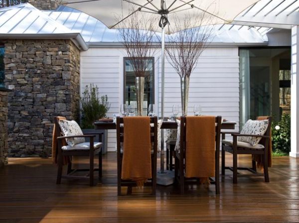 Large dried branches on an outdoor table