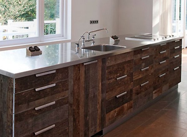 Old wood cabinets in the kitchen