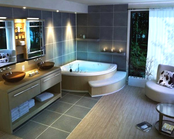 Recessed-lights-in-a-modern-bathroom