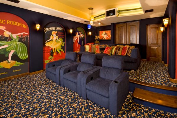 Retro Media Room with Movie Memorabilia