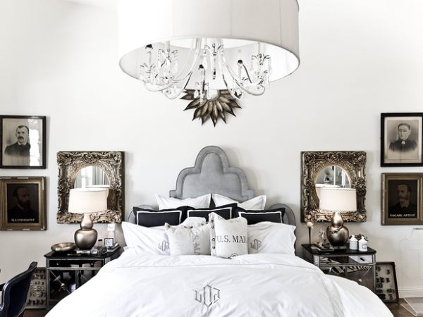 Shiny lamps in an elegant bedroon