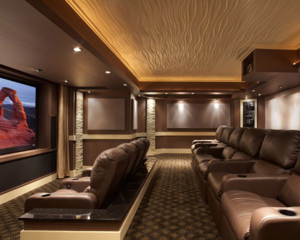 Splendid-Home-Theater-design-with-Modular-Art-ceiling-and-walls