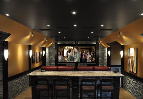 Stunning Home Theater with an in-built Bar-Table