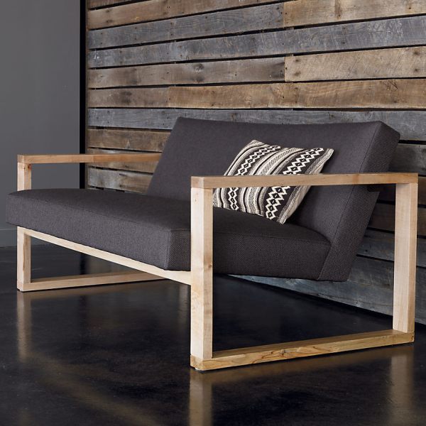 a slate gray loveseat