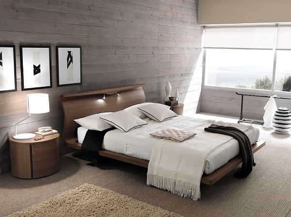 contemporary wood wall headboard