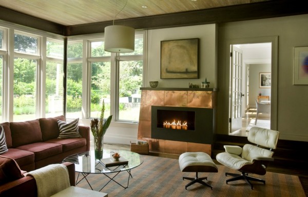 copper fireplace interiors