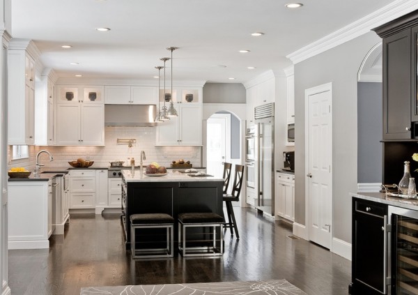 dark floors kitchen