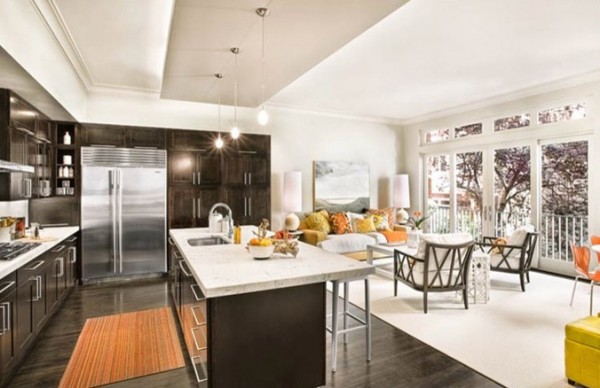 dark wood floors kitchen